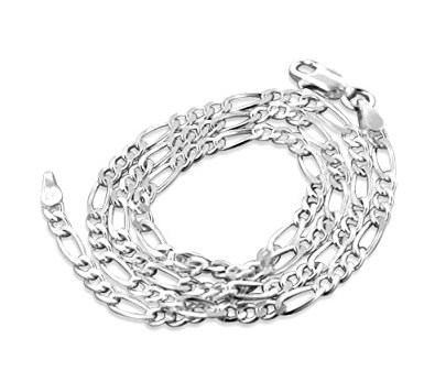 Diamond-Cut Wide Sterling Silver Figaro Chain Necklace Italian(Lengths 16",18",20",22",24",30",36")