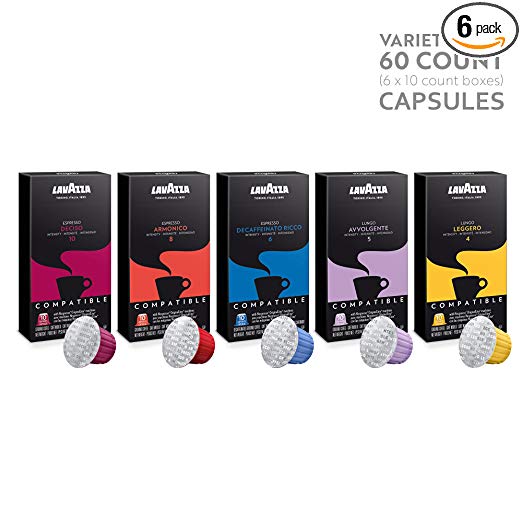 Lavazza Nespresso Compatible Capsules Variety Pack, 60 Count