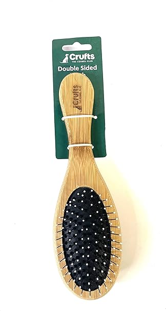 PMS CRUFTS Bamboo Double Sided Pet Combi Brush, Premium 2 in 1 Soft Pin and Bristle Short & Long Hair Grooming Pet Brush, Grooming Tools for Cleaning Pets, Perfect for Small & Large Dogs or Cats