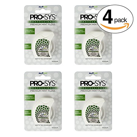 PRO-SYS Premium Mint Dental Floss; 4 Pack of Dental Floss (220 Yards Total)