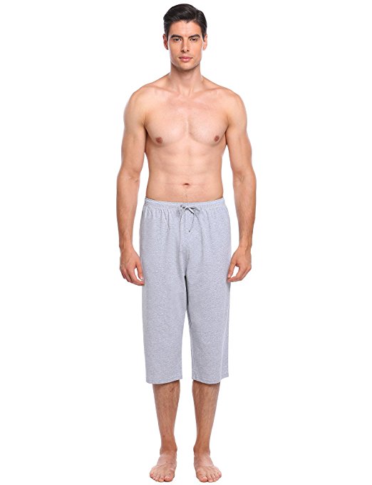 L'amore Men's Casual Comfortable Solid Pocket Lounge Elastic Drawstring Waistband Shorts