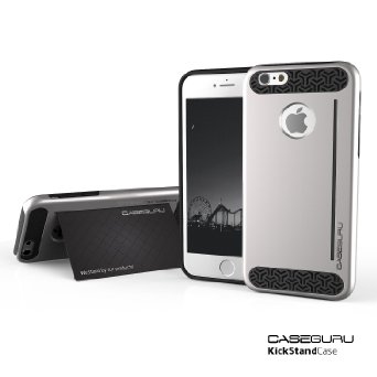 Caseguru Armor Guard Slim Fit Case for iPhone 6 PLUS  iPhone 6S PLUS 55 Inch STAND FEATURE Lifetime Warranty - Silver