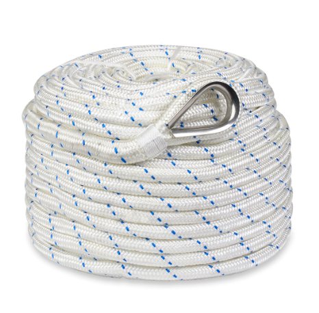 Norestar Braided Nylon Anchor RopeLine with Thimble Boat Rode