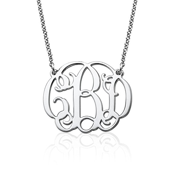 Sterling Silver Fancy Monogram Necklace - Custom Made with Any Initial