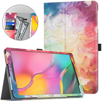 Dadanism Smart Case Fit Samsung Galaxy Tab A 10.1 2019 Tablet (SM-T510 / SM-T515), Ultra Slim Lightweight Soft PU Back Cover with Auto Sleep/Wake Card Slots Fit Galaxy Tab A 10.1 2019 - Mixed Colors