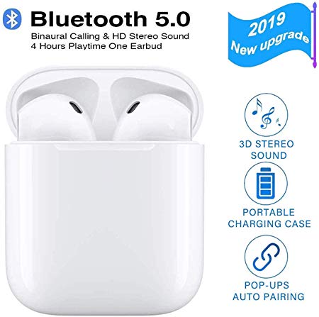 Wireless Earbuds Bluetooth Headphones 5.0 Stereo Hi-Fi Sound with Deep Bass Wireless Earphones Built-in Mic Headset, 34Hours Playtime, in-Ear Bluetooth Earphones with Charging Case