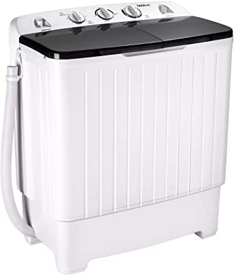 TACKLIFE Portable Compact Mini Two-Tub Washing Machine 17.6lbs with Soaking and Rotating Circulation Function, Washer(11lbs) & Spinner(6.6lbs) for Camping, Apartments, Dorm, RV - DSBP171