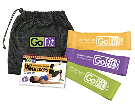 GoFit Pro Power Loops Resistance Band Training Set, Stretch Resistance Bands, Latex Mobility Bands for At-Home Training, with Adjustable Resistance
