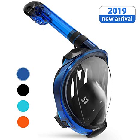 Greatever G2 Full Face Snorkel Mask with Latest Dry Top System,Foldable 180 Degree Panoramic View Snorkeling Mask with Camera Mount,Safe Breathing,Anti-Leak&Anti-Fog