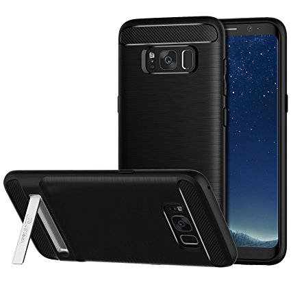 Galaxy S8 Plus Case, JETech Super Protective Case Cover with Metal Kickstand, Shock-Absorption and Carbon Fiber Design for Samsung Galaxy S8  Plus (Black) - 3457