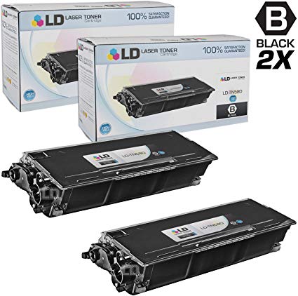 LD Compatible Toner Cartridge Replacement for Brother TN580 High Yield (Black, 2-Pack)