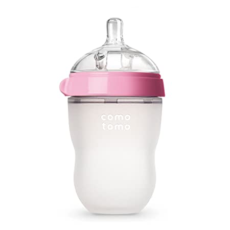 Comotomo Natural Feel Baby Bottle, Pink, 8 Ounce