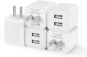 5Pack USB Wall Charger, iGENJUN 2.4A Dual USB Port Cube Power Plug Adapter Fast Phone Charger Block Charging Box Brick for iPhone 15/15 Pro/15 Pro Max/14, Samsung Galaxy, Pixel, LG, Android-White