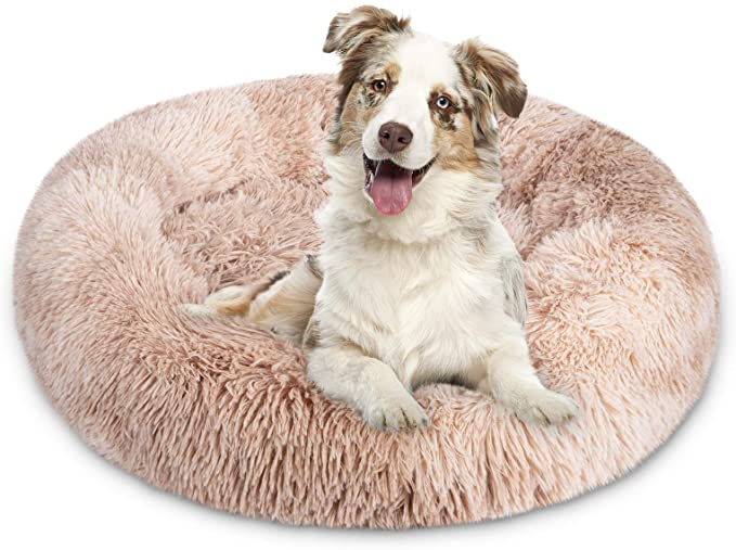 JOEJOY Dog Bed Cat Bed, Calming Orthopedic Pet Puppy Bed Donut Cuddler Machine Washable Ultra Soft Faux Fur for Small Medium Breed Dogs Cats