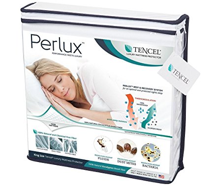 Perlux Hypoallergenic Tencel 100-Percent Waterproof Mattress Protector, King