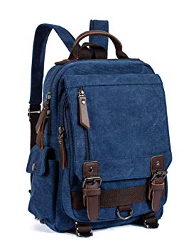 Leaper Retro Canvas Messenger Bag Backpack Travel Bag Cross Body Bag Dark blue