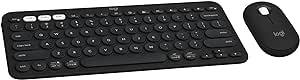 Logitech Pebble 2 Combo, Wireless Keyboard and Mouse, Quiet and Portable, Customizable, Logi Bolt, Bluetooth, Easy-Switch for Windows, macOS, iPadOS, Chrome - Black