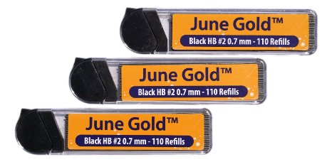 June Gold Lead Refills 330 Pieces HB 2 07 mm Medium Thickness Break Resistant Lead with Convenient Dispensers