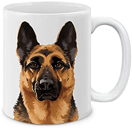 MUGBREW Cute Black Tan German Shepherd Dog Full Portrait Ceramic Coffee Mug Tea Cup, 11 OZ