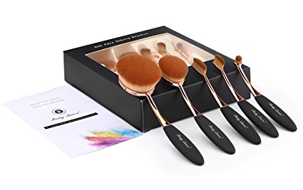 Party Queen Beauty New 5Pcs Elite Oval Tooth Design Makeup Brush Set For Applying Cosmetic Products Amazing Set