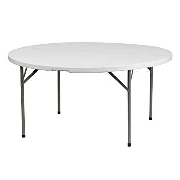 Flash Furniture 60'' Round Granite White Plastic Folding Table