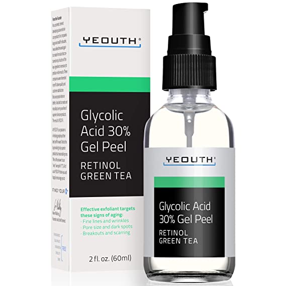 Glycolic Acid Peel 30% Professional Chemical Face Peel with Retinol, Green Tea Extract, Acne Scars, Collagen Boost, Wrinkles, Fine Lines, Sun - Age Spots, Anti Aging, Acne (2oz)