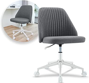 NA for Small Space, Computer, Make Conference Reception Room Modern Home Office Desk, Adjustable Swivel Rolling Task Chair with Fabric Upholstered, Grey