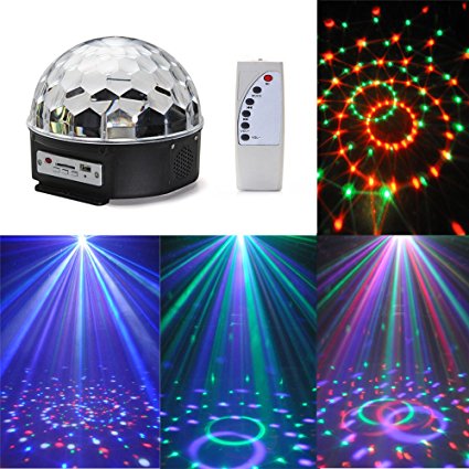 MP3 Stage Ball Lights , LED Crystal Magic Ball Lamps for KTV Xmas PartyClub Pub DJ Club Disco Party Stage , 6 Colors