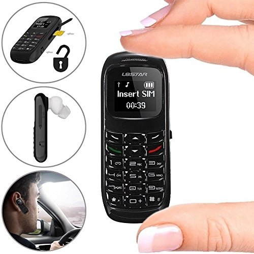 Mini Mobile Cell Phone Bluetooth Dialer Headset Earphone Stereo Support SIM Card 0.66 inch(Black)