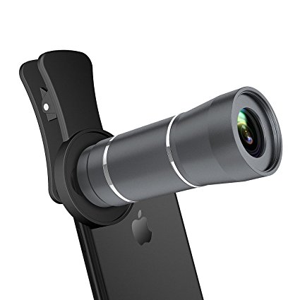 iPhone Telephoto Lens, Maxcio 12X Telephoto Lens with Adjustable Universal Clip for for iPhone X, iPhone 8 Plus 7/6S/6 Plus/5/4,Samsung, Android