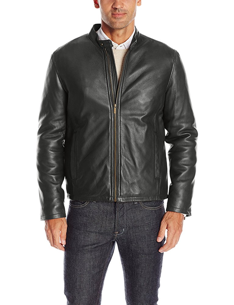Cole Haan Men's Smooth Leather Classic Moto Jacket