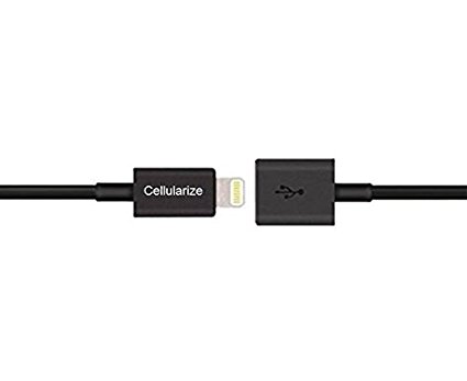Lightning Extension Cable (2 Meters, Black) for iPhone 6, 6S, Plus, 7; Pass Video, Data, Audio Through Male To Female 8-Pin Cable. Dock Connector Extender Extension Cable For Lightning