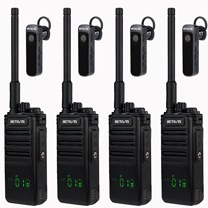 Retevis RB689 Long Range Walkie Talkie, High Power Two Way Radio with Bluetooth Headset, 2600mAh USB, Flashlight, Heavy Duty Walkie Talkies for Industrials Contractor(Black, 4Pcs)