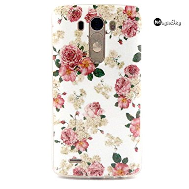 LG G3 Case, LG G3 Cover, New, MagicSky Rose Flower Pattern LG G3 Snap-on Case TPU Soft Back Case Cover Protective Skin Case for LG G3, 1 Pack