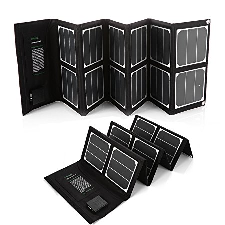 [High Efficiency] Poweradd 40W Solar Charger (5V USB   18V DC) Portable Foldable Solar Panel Charger for Apple Samsung GPS Gopro Acer Asus Dell HP Toshiba Lenovo Notebooks Laptops and More