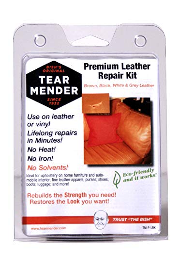 Tear Mender Premium Leather Repair Kit with Patches and Color Refinish Compound, 2 oz Bottle, TM-P-LRK