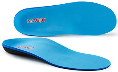 Orthotic Insoles for Flat Feet by NAZAROO, Arch Support Shoe Inserts for Foot Pain, Heel Pain, Plantar Fasciitis and Over-pronation Relief for Men and Women, Sky Blue