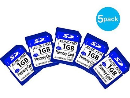 Emarth Secure DigitalSD Flash Memory Card with High Speed 1GB5 pack Blue