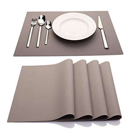 ME.FAN Silicone Placemats [17.7''x12.6''] Heat-Resistant Thicken Non-Slip Tablemats Stain Resistant Anti-Skid Washable Reusable Table Mats Set of 4 (Light Gary)
