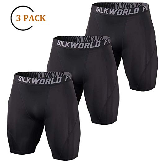 SILKWORLD Men's Running Tight Compression Shorts