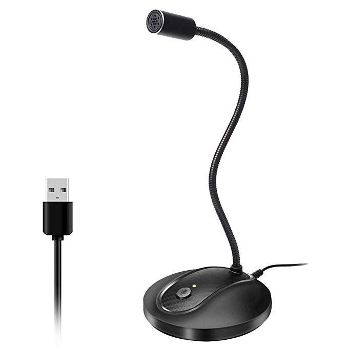 USB Desktop Microphone with Mute Button,Plug&Play Condenser,Computer, PC, Laptop, Mac, PS4 Mic with Stand & LED Indicator -360 Gooseneck Design -Recording, Dictation, Youtube, Skype, Gaming, Streaming