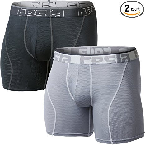 Tesla Men's Relaxed Stretch 6" Open-Fly Cool Dry Brief Mesh Underwear Trunk (2-Pack) MBU02