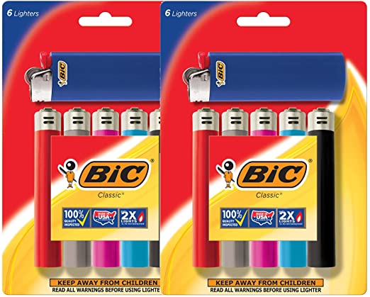 BIC Lighter Classic, Full Size 12 Pieces, Bulk Packaging