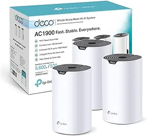 TP-Link Deco WiFi Mesh AC1900Mbps Deco S1900(3-pack), Couverture de 520㎡, Contrôle Parental, Compatible avec Amazon Alexa, 3 Ports Gigabit