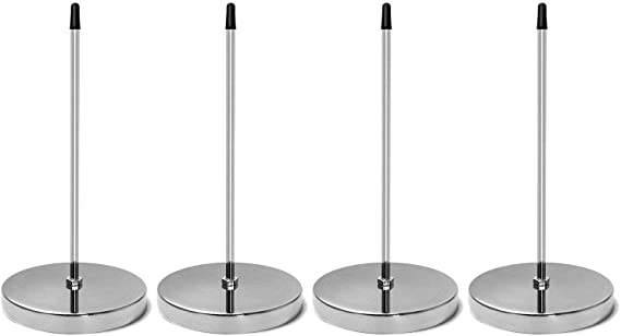 QWORK 4 Pcs Desk Receipt Holder, Spike Stick Receipts Check Bill Fork Restaurant Check Spindle, Straight Rod Paper Holder, 5.5inch, Silver