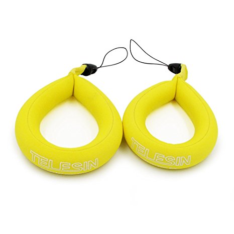 TELESIN Floating Strap 2-pack for Underwater Gopro & Action Cameras, Waterproof Camera Float Wrist Strap for Swimming, Diving, Sea Fishing or Other Water Sports (Yellow)