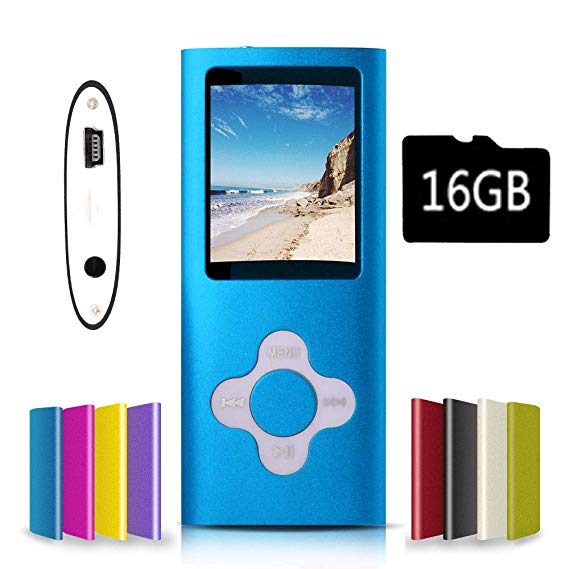 G.G.Martinsen Versatile MP3/MP4 Player with a SD Card, Support Photo Viewer, Mini USB Port 1.8 LCD, Digital MP3 Player, MP4 Player, Video/Media/Music Player (Blue-with-White)