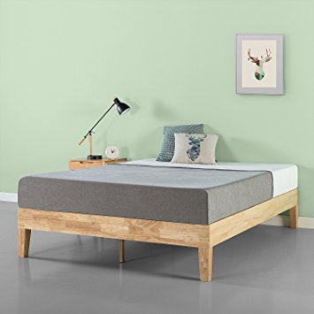 Zinus 14 Inch Deluxe Wood Platform Bed / No Boxspring Needed / Wood Slat Support / Natural Finish, Queen