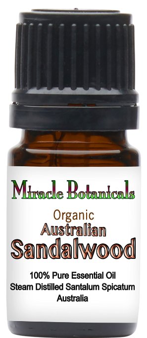 Miracle Botanicals Organic Australian Sandalwood Essential Oil - 100% Pure Santalum Spicatum - 5ml, 10ml, and 30ml Sizes - Therapeutic Grade - 5ml