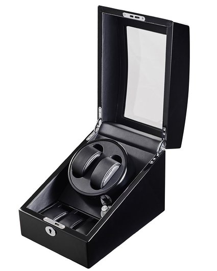 JQUEEN Double Automatic Wood Watch Winder with 3 storages W2 3